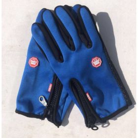 Full Finger Touch Screen Zipper Ski Gloves (Option: Ordinary blue-M)