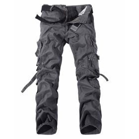 Men's Multi-pocket Cargo Pants Washed Hot Sale Cargo Pants (Option: Grey-28-Without belt)