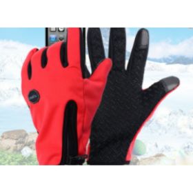 Full Finger Touch Screen Zipper Ski Gloves (Option: Red-L)